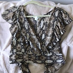 Snake print wrap crop top